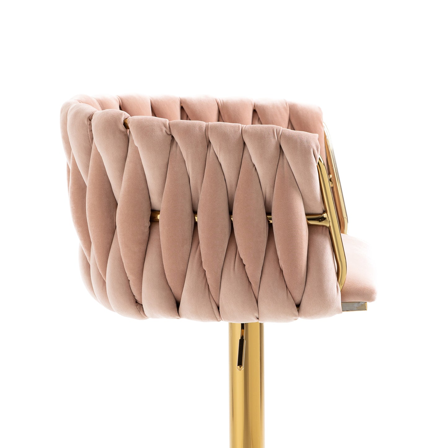 COOLMORE Pink Vintage Bar Stools with Back and Footrest, 2PC Set