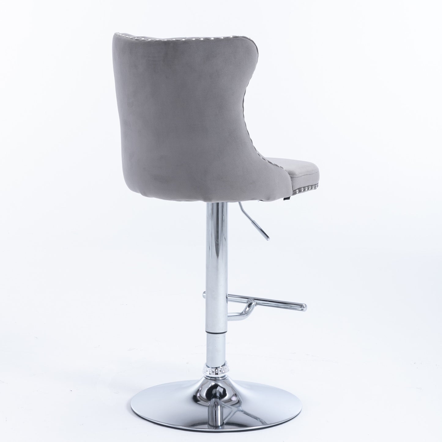 Grey Swivel Velvet Barstools, Chrome base