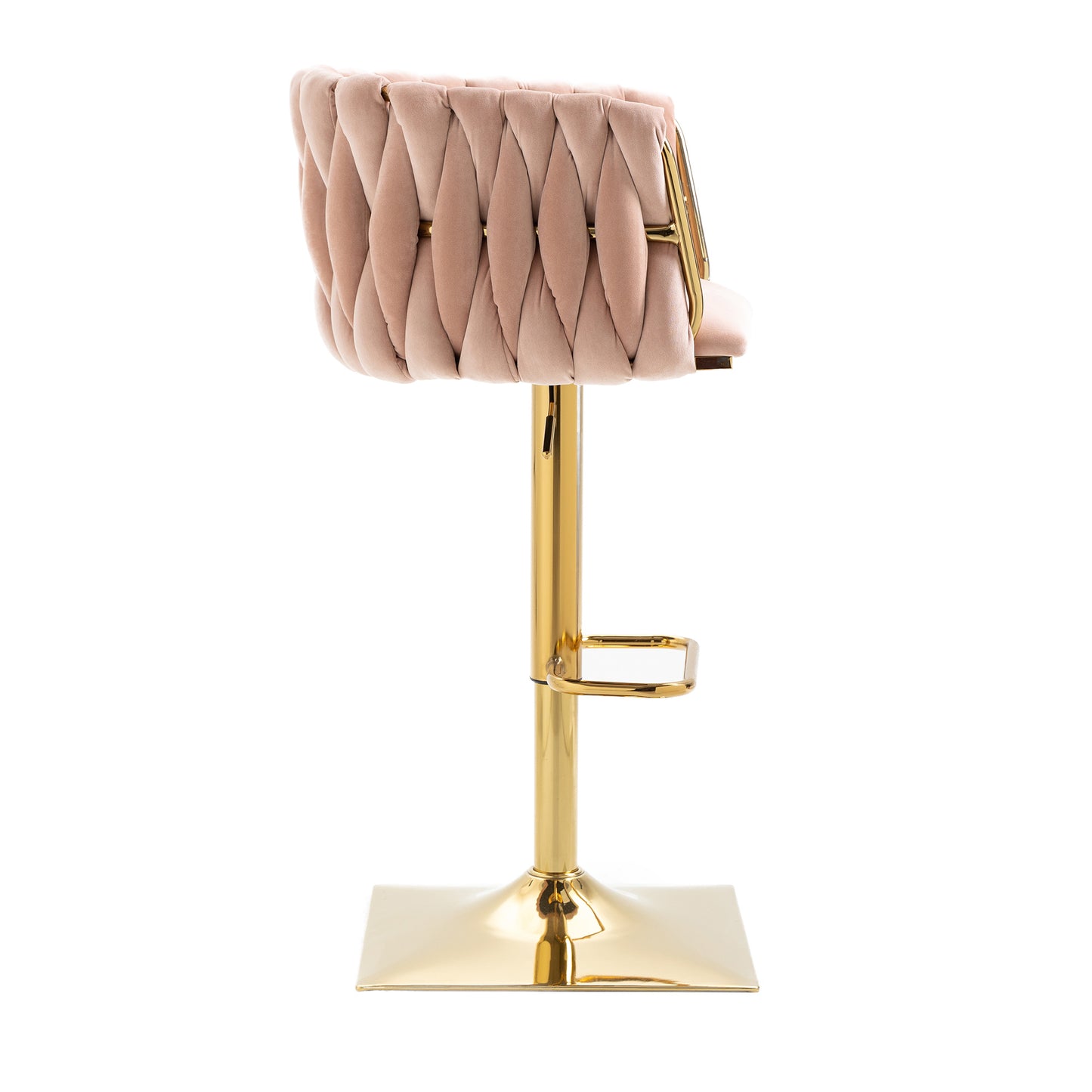 COOLMORE Pink Vintage Bar Stools with Back and Footrest, 2PC Set