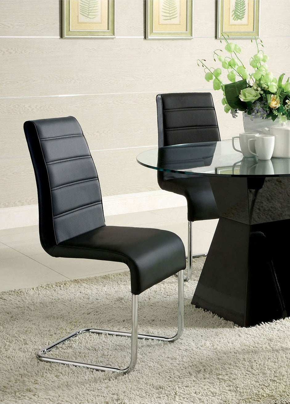 Contemporary Black Padded Leatherette 2pc Side Chairs Set