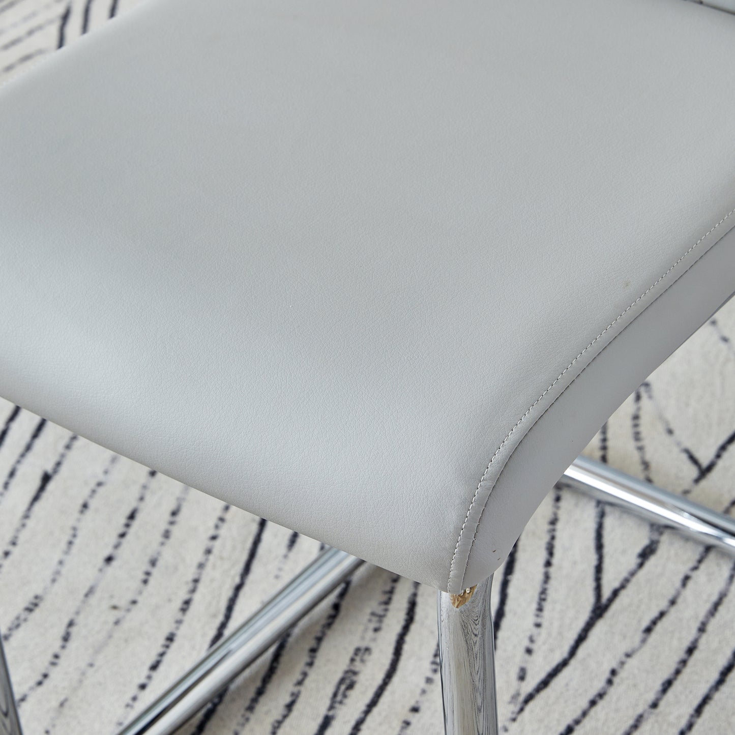 Light Grey Faux Leather Cushioned Chairs, set of 6