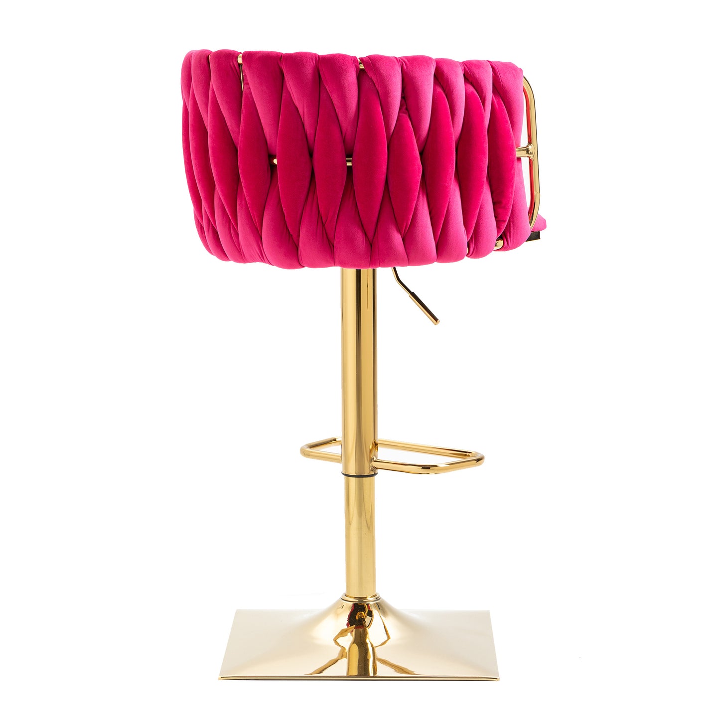 COOLMORE Rose Red Vintage Bar Stools with Back and Footrest, 2PC Set
