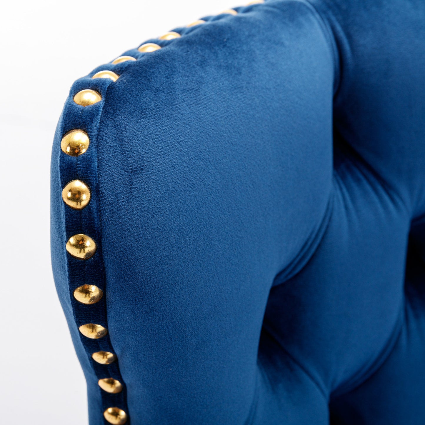 Blue Golden Swivel Velvet Barstools, Set of 2