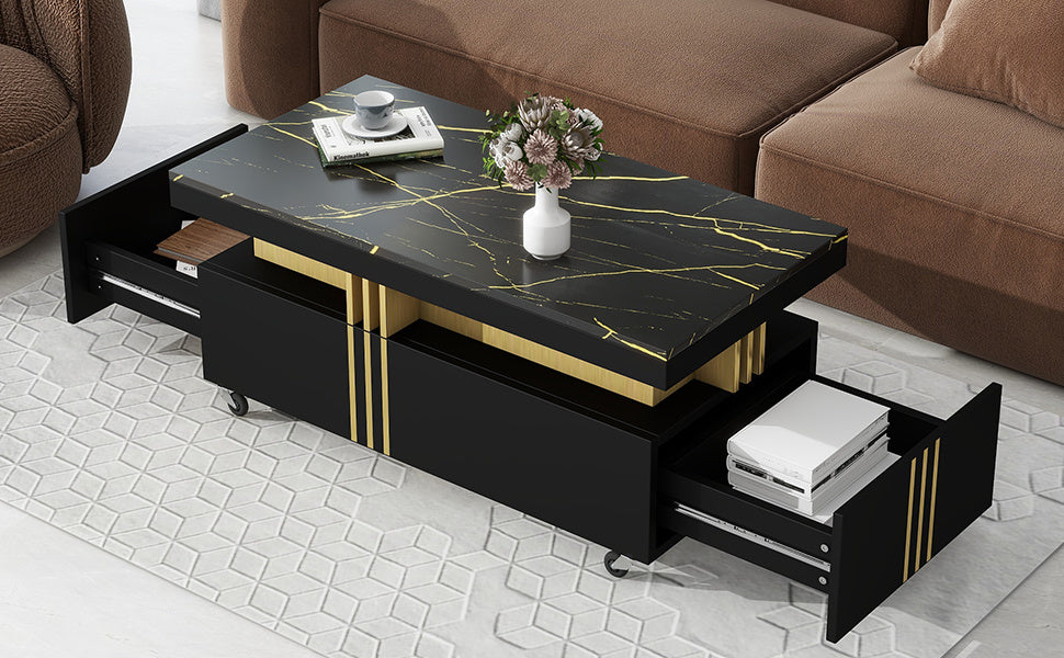 Contemporary Coffee Table with Faux Marble Top
