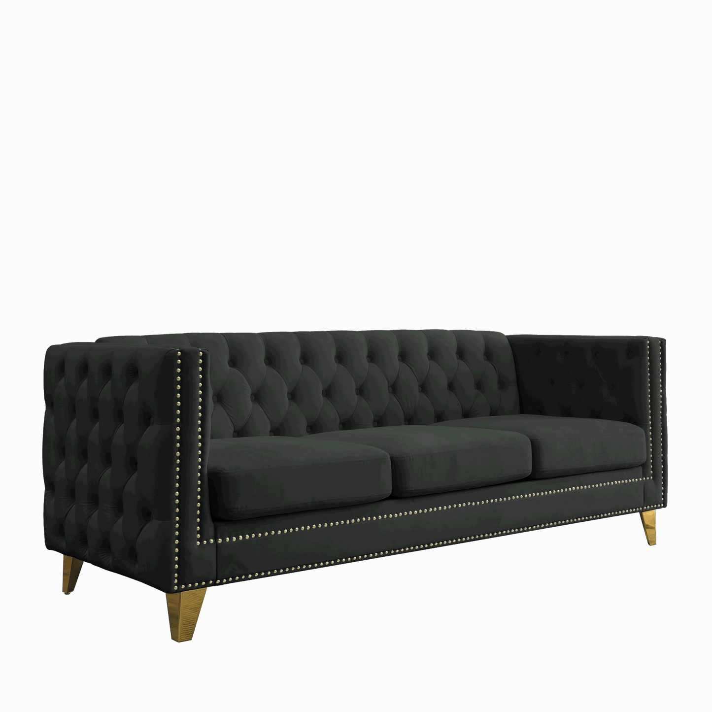 Black Velvet Tufted Sofa