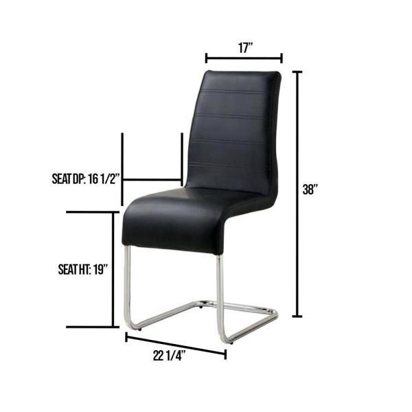Contemporary Black Padded Leatherette 2pc Side Chairs Set