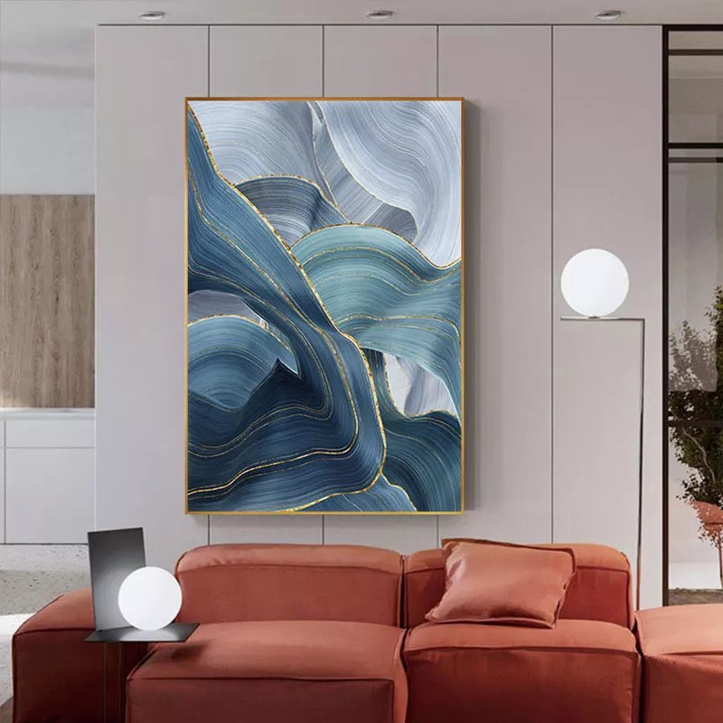 Blue Color Swirl Mural Canvas