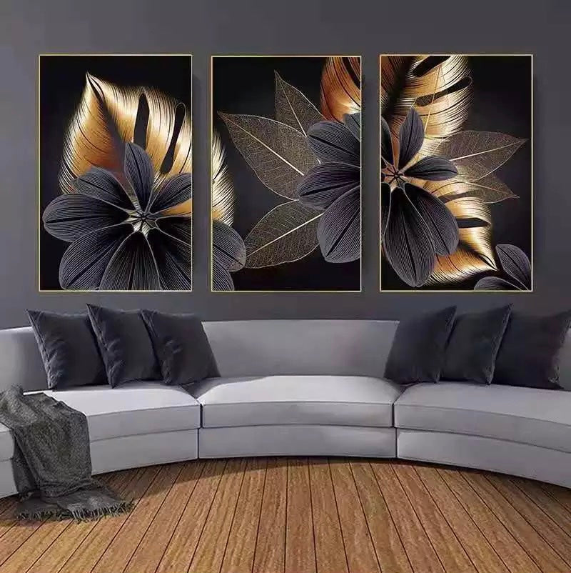 Black Gold Leaf Canvas