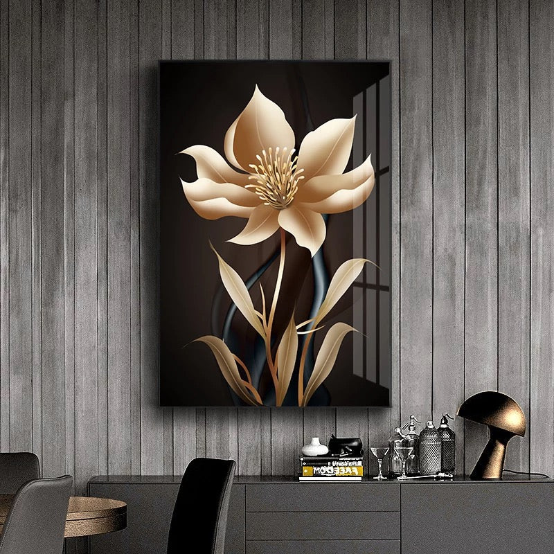 Black Gold Flower Canvas