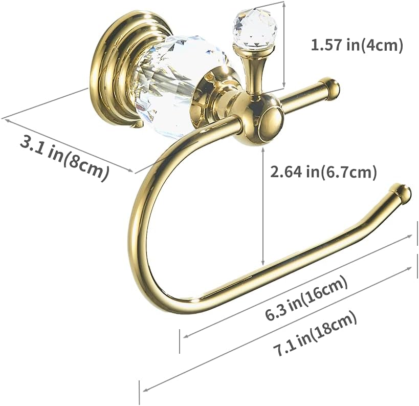 Polished Gold Crystal Toilet Paper Holder
