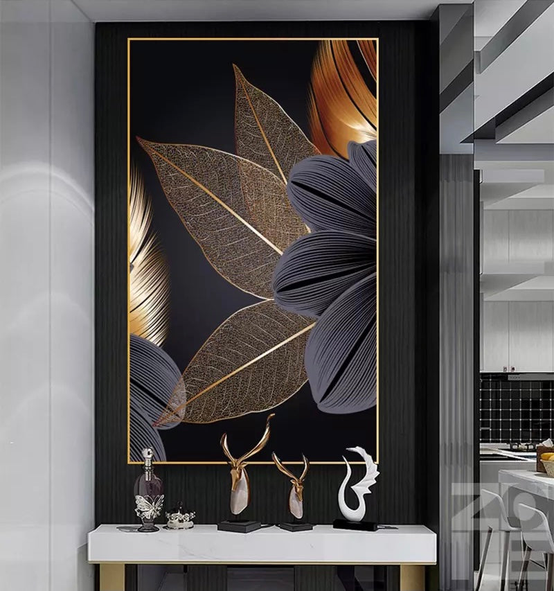 Black Gold Leaf Canvas