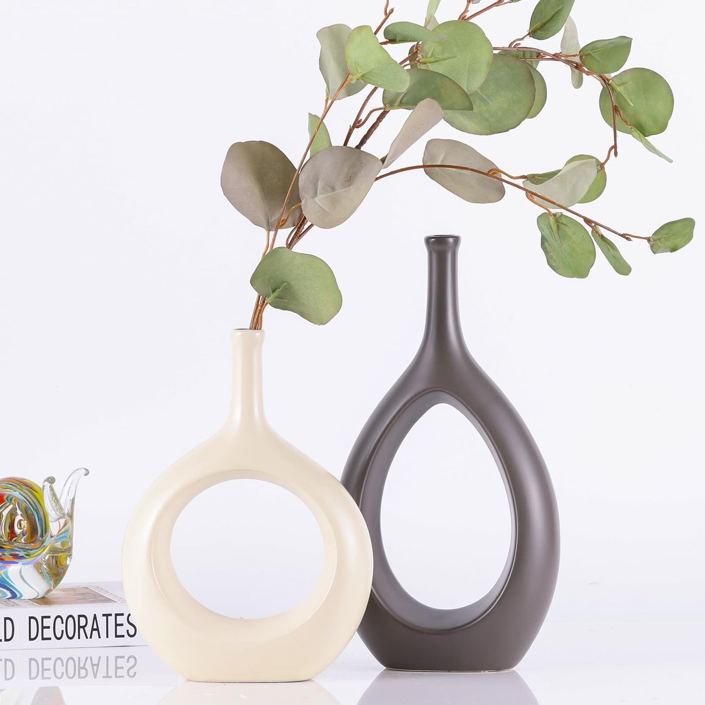 Glossy Gold Ceramic Vase,2 pc