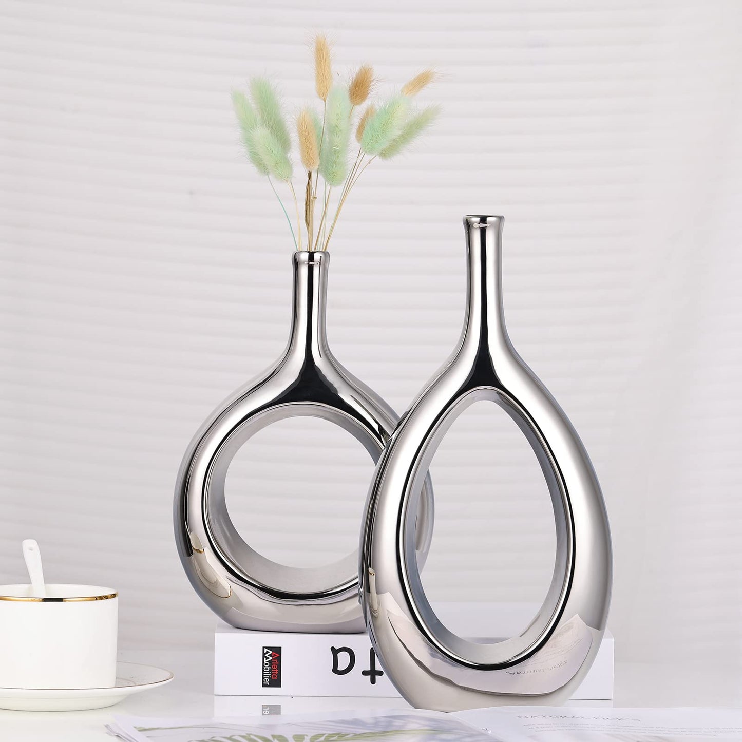 Glossy Gold Ceramic Vase,2 pc