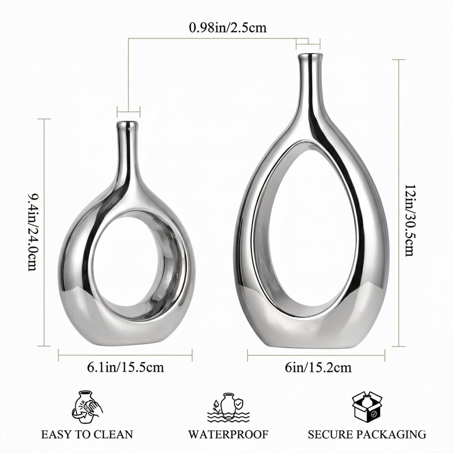Glossy Gold Ceramic Vase,2 pc