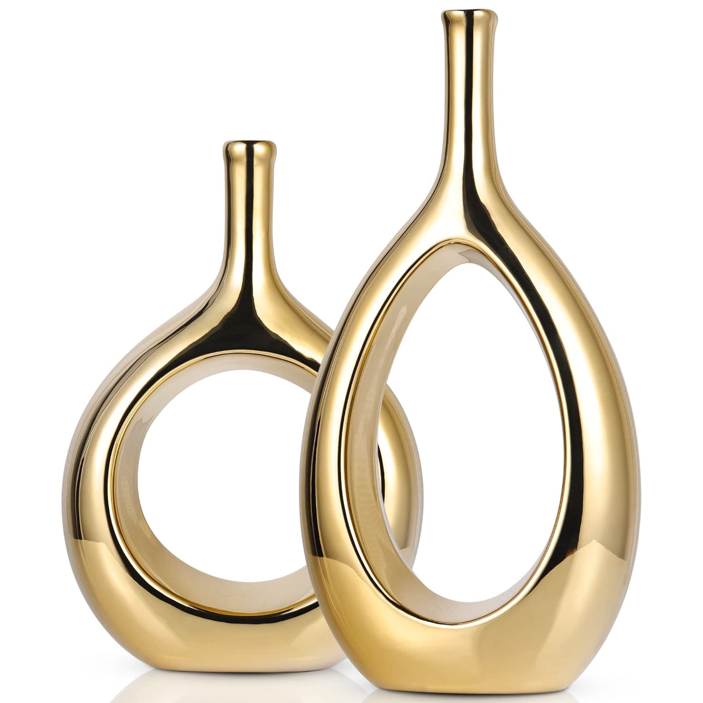 Glossy Gold Ceramic Vase,2 pc