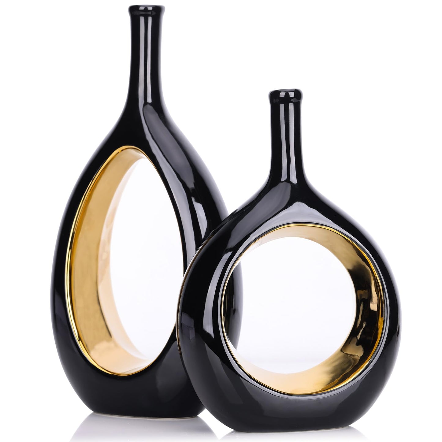 Glossy Gold Ceramic Vase,2 pc