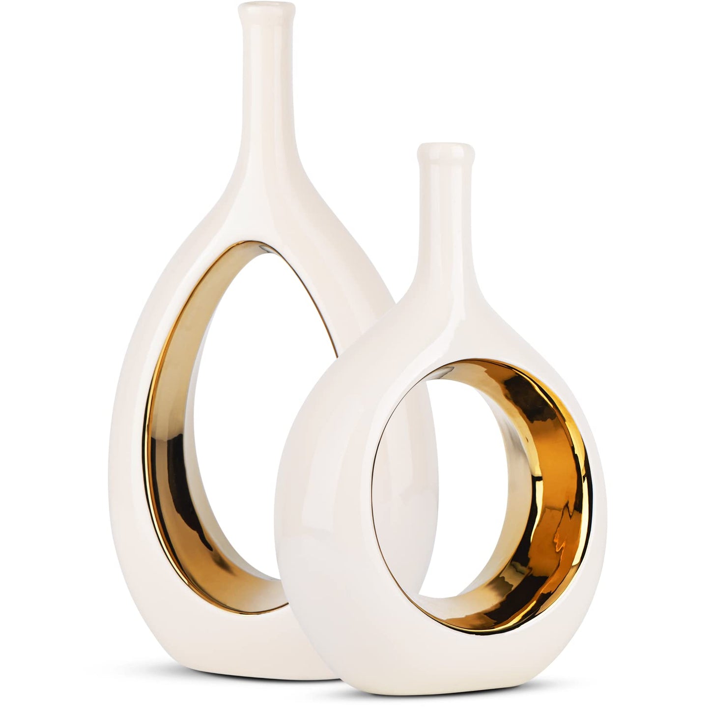 Glossy Gold Ceramic Vase,2 pc