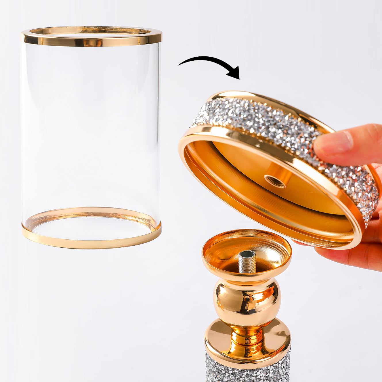 Gold Crystal Candle Stand