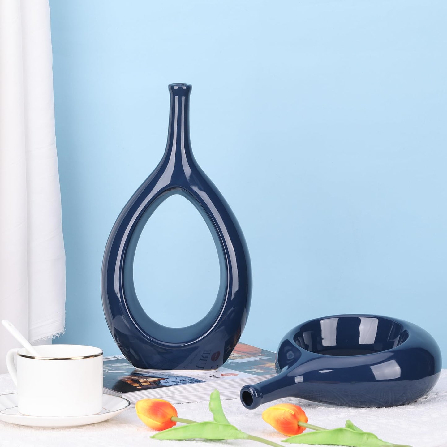 Glossy Gold Ceramic Vase,2 pc