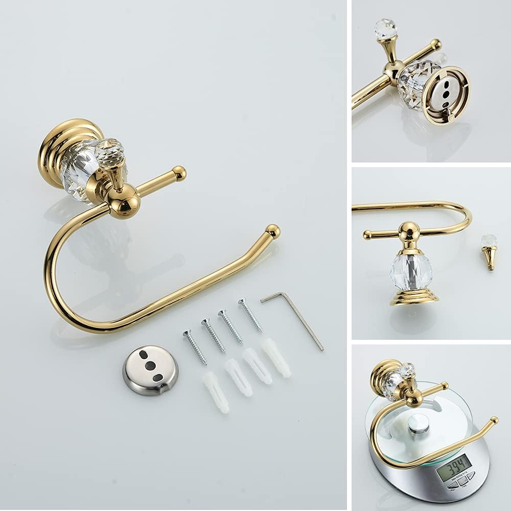 Polished Gold Crystal Toilet Paper Holder