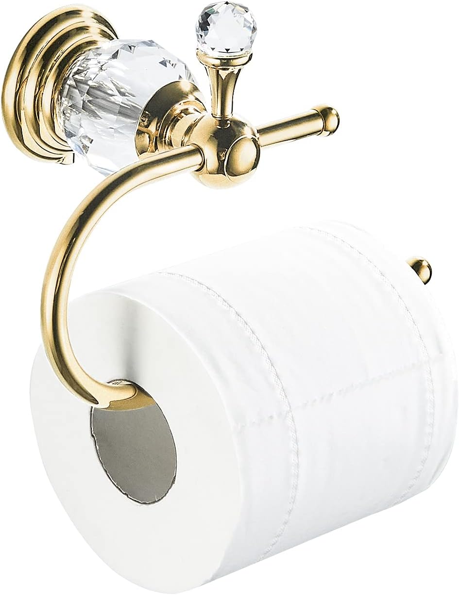 Polished Gold Crystal Toilet Paper Holder