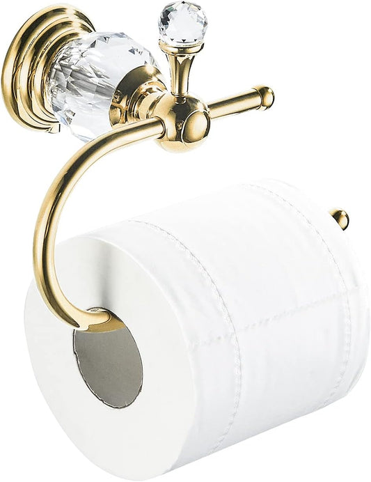 Polished Gold Crystal Toilet Paper Holder