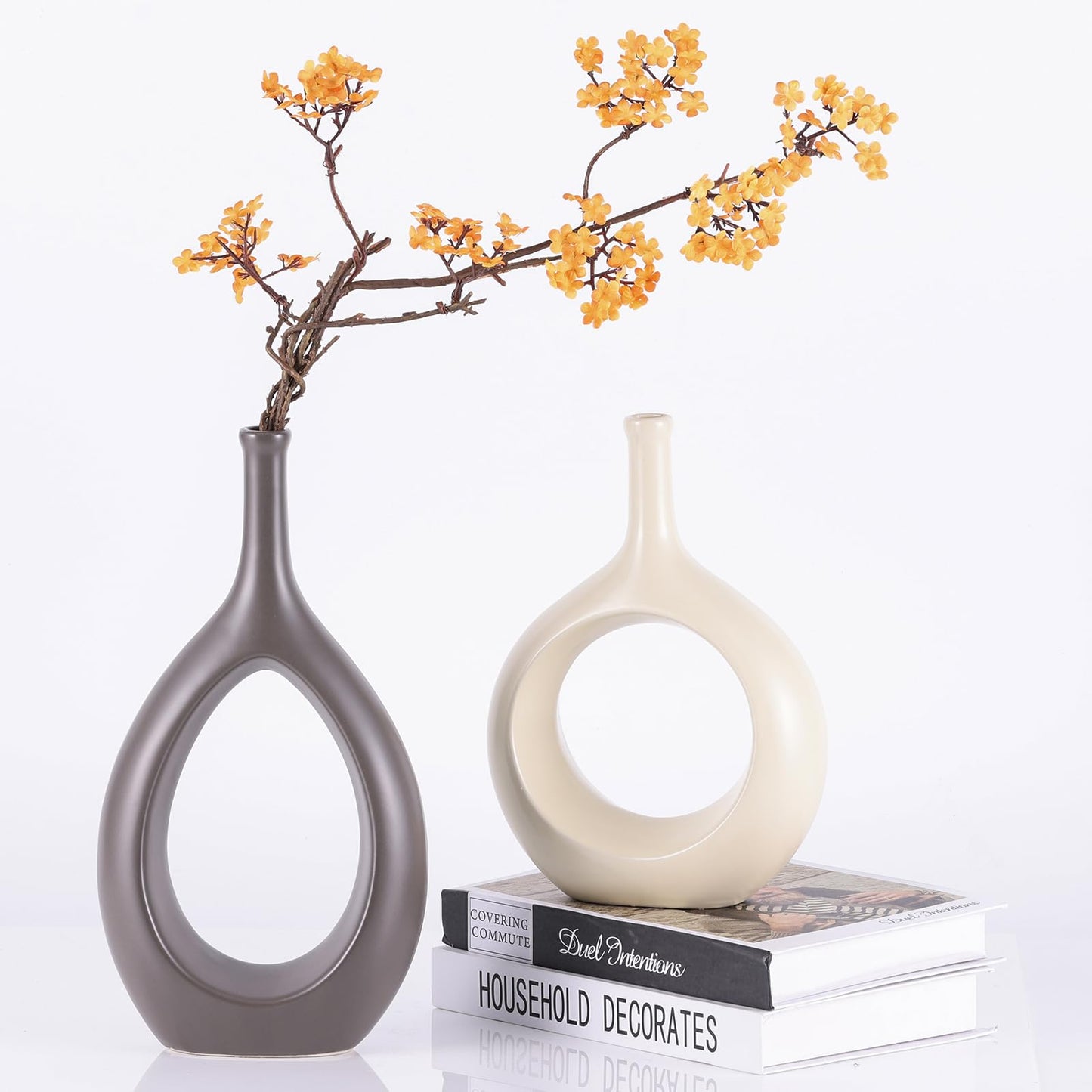 Glossy Gold Ceramic Vase,2 pc