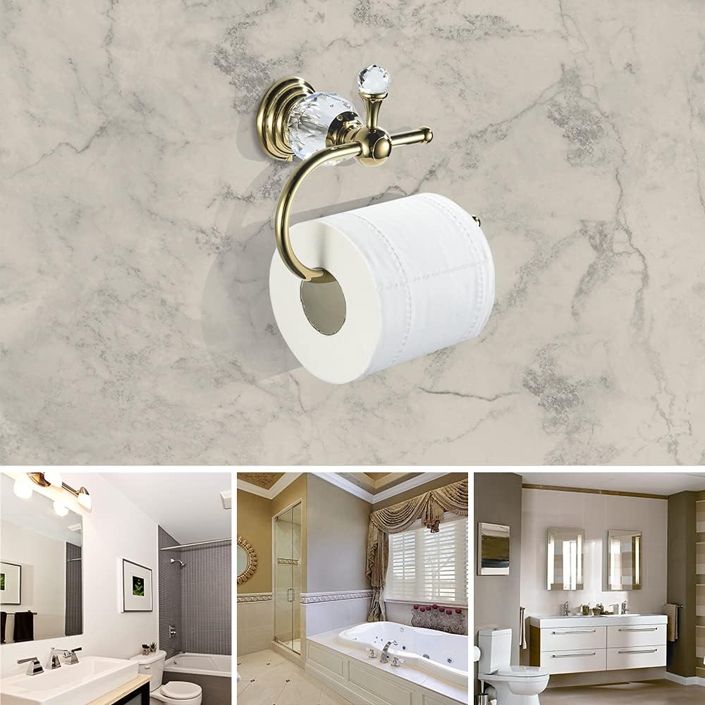 Polished Gold Crystal Toilet Paper Holder