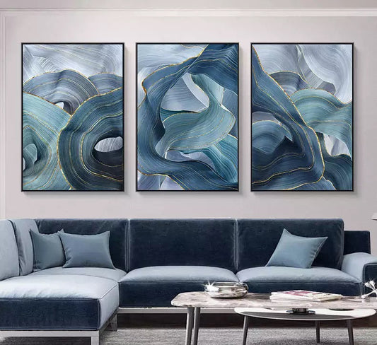 Blue Color Swirl Mural Canvas