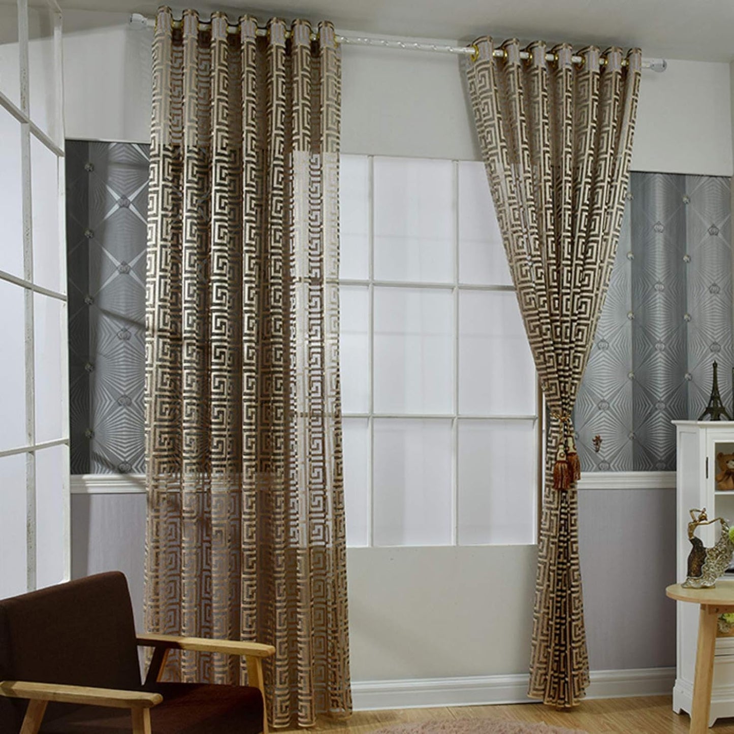 Jacquard Luxury Tulle Curtains,2 Panel