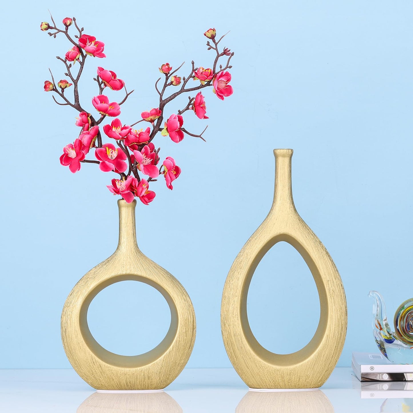 Glossy Gold Ceramic Vase,2 pc
