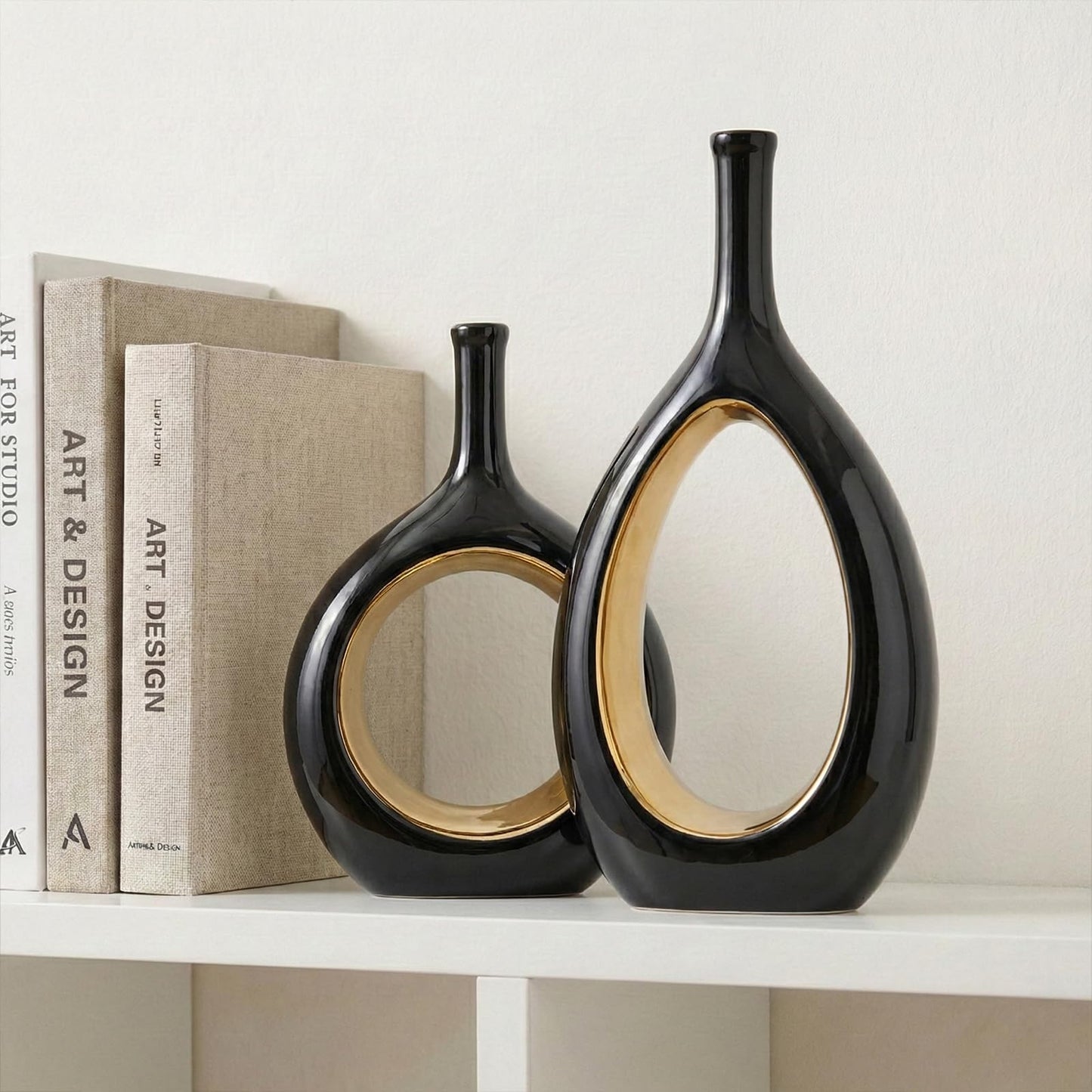 Glossy Gold Ceramic Vase,2 pc