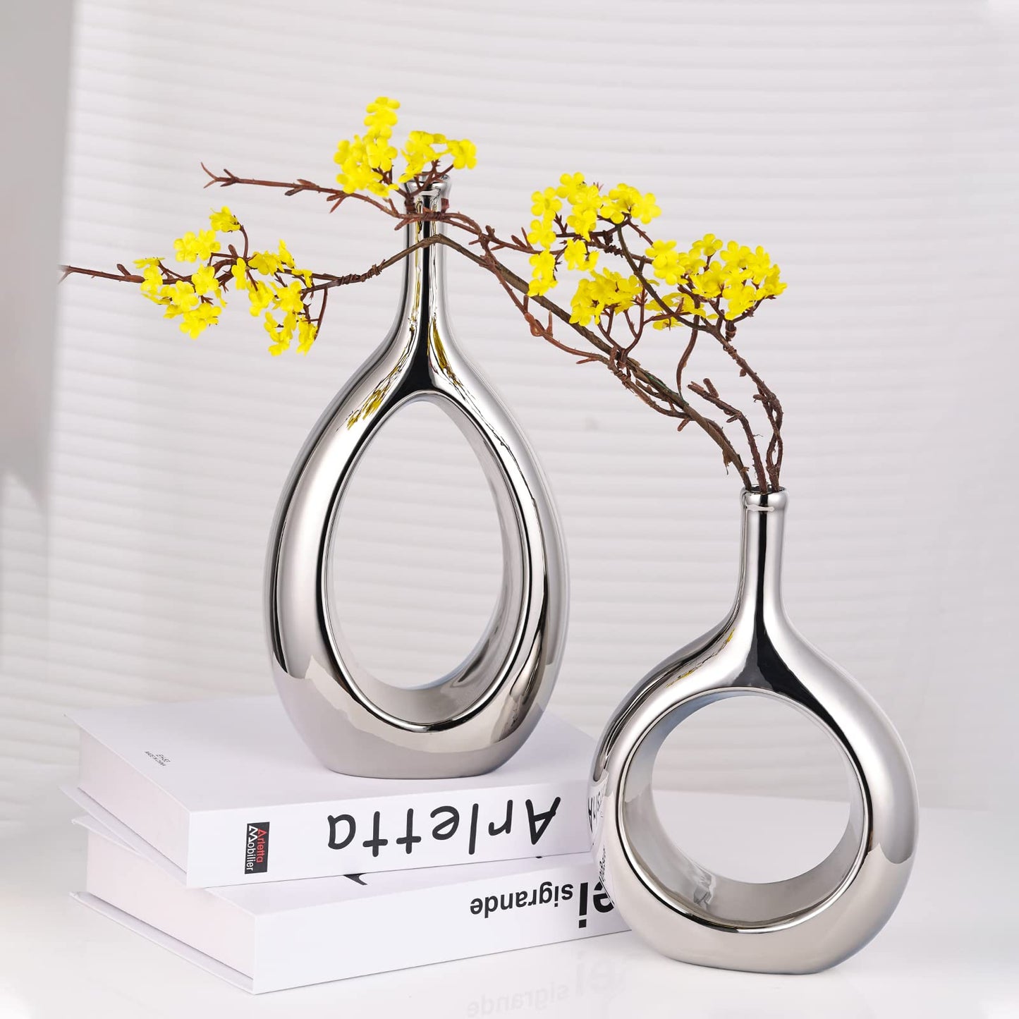 Glossy Gold Ceramic Vase,2 pc