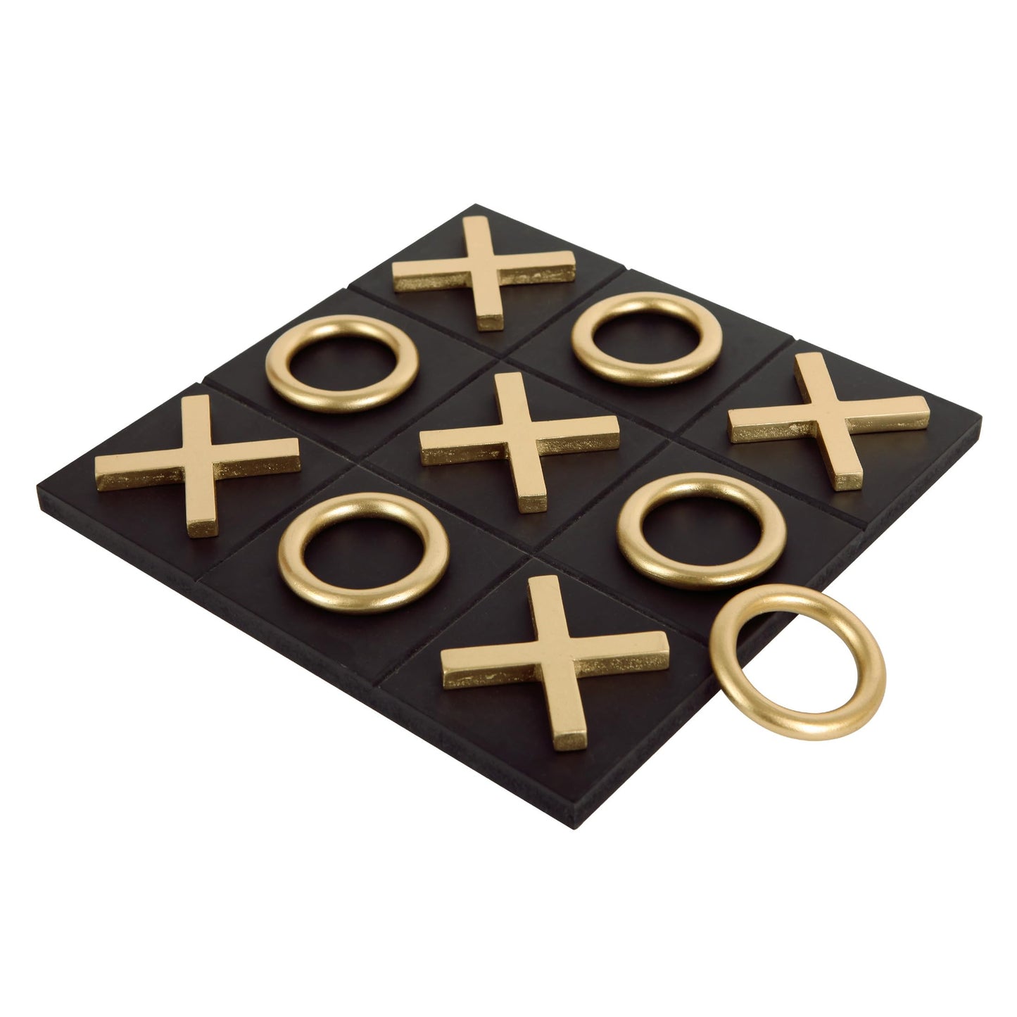 Black & Gold 12x12 Inch Tic Tac Toe Wood Game Board