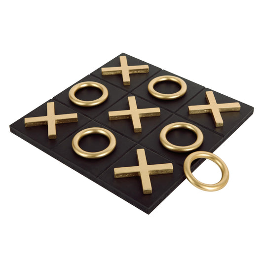 Black & Gold 12x12 Inch Tic Tac Toe Wood Game Board