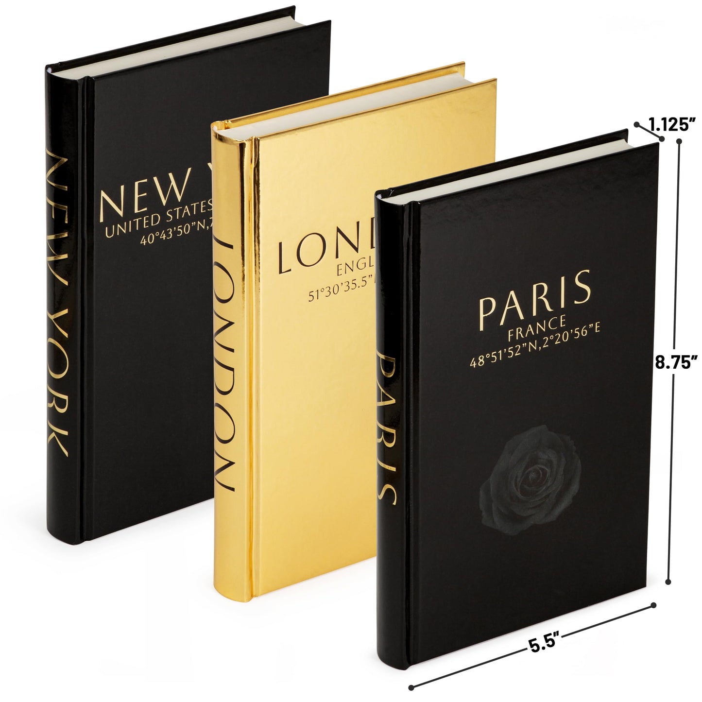 Fashion Decorative Books, Set of 3 (Black and Gold)