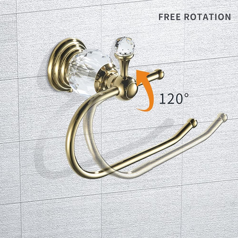 Polished Gold Crystal Toilet Paper Holder
