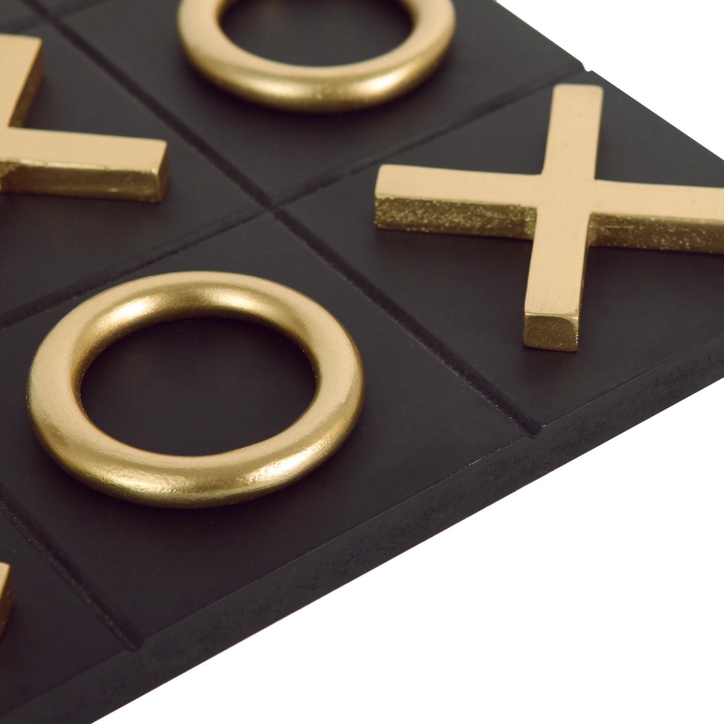 Black & Gold 12x12 Inch Tic Tac Toe Wood Game Board