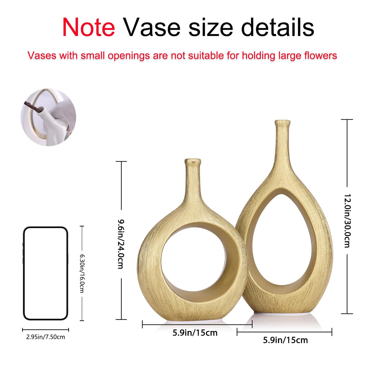 Glossy Gold Ceramic Vase,2 pc