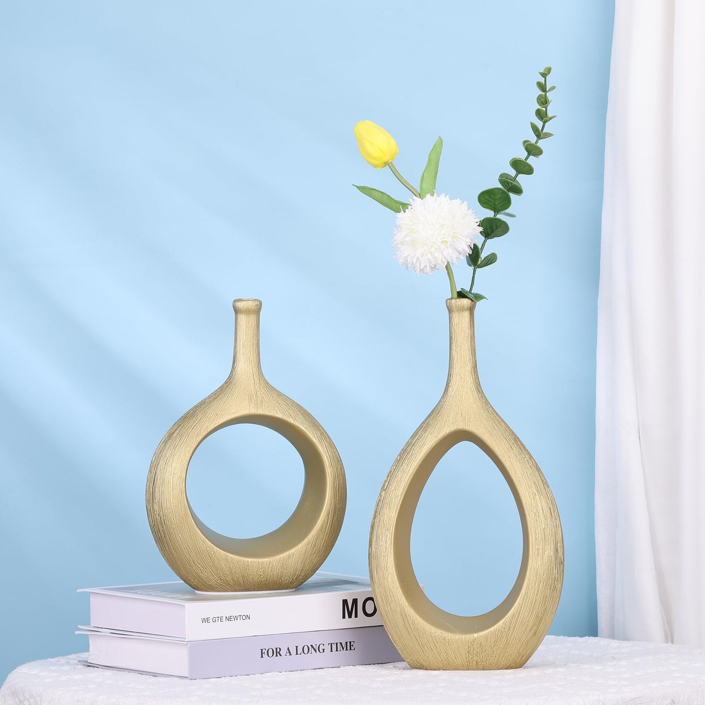 Glossy Gold Ceramic Vase,2 pc