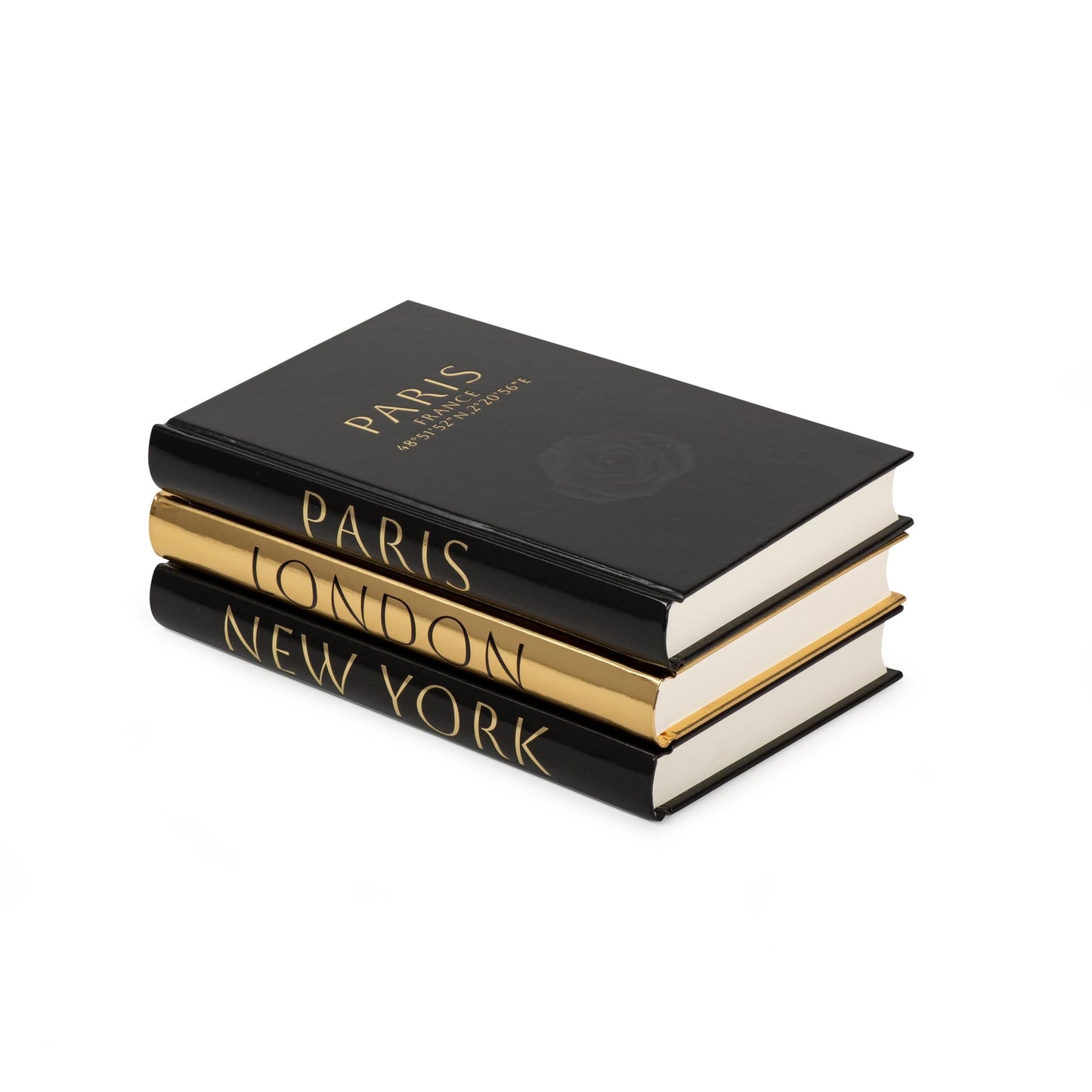 Fashion Decorative Books, Set of 3 (Black and Gold)