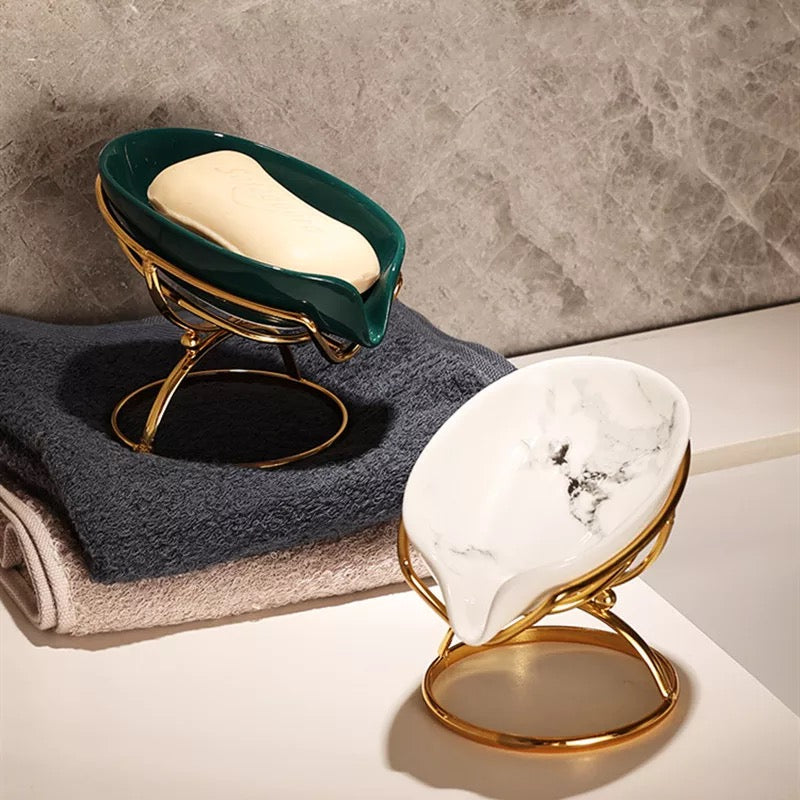 Lux Ceramic & Gold Soap Holder