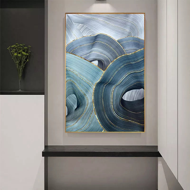 Blue Color Swirl Mural Canvas