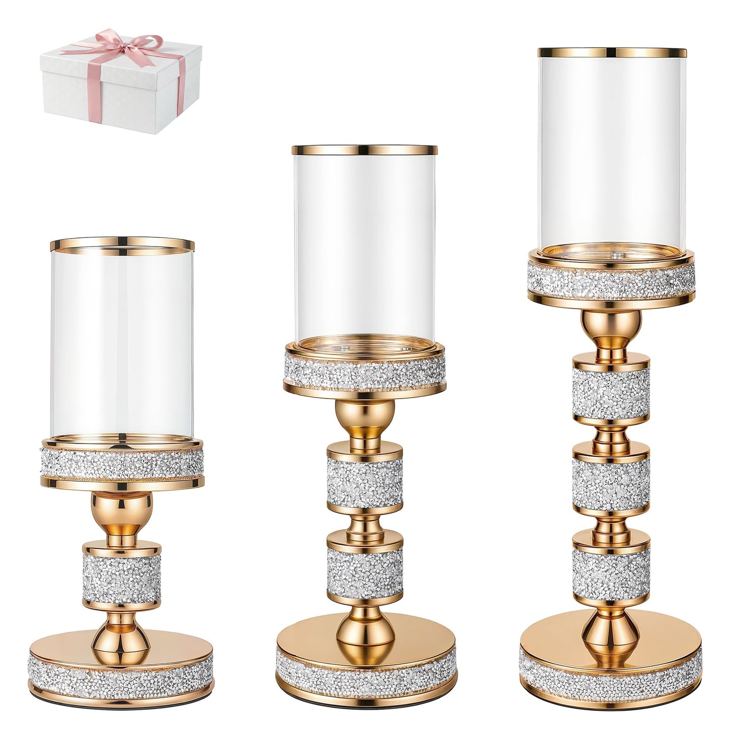 Gold Crystal Candle Stand