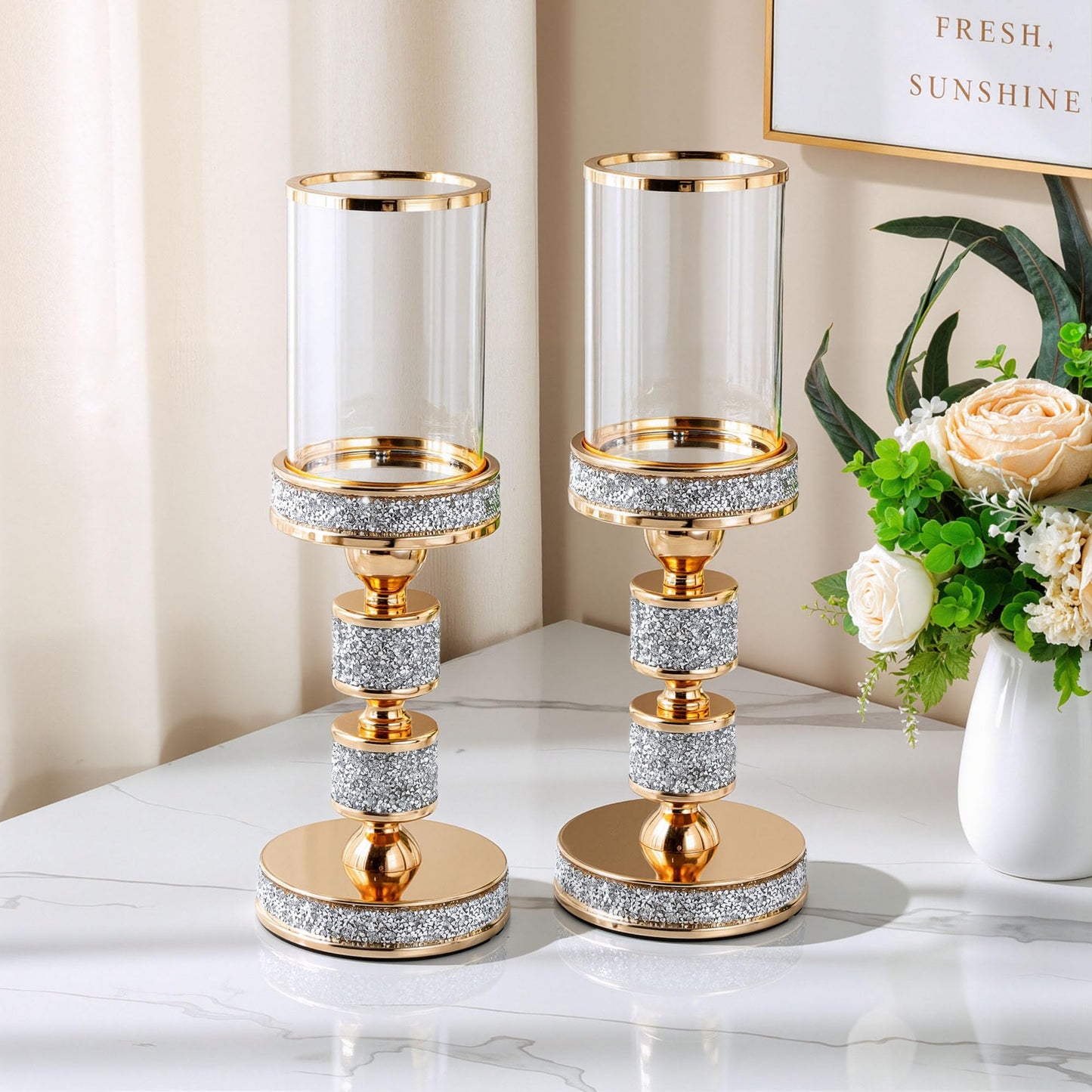 Gold Crystal Candle Stand