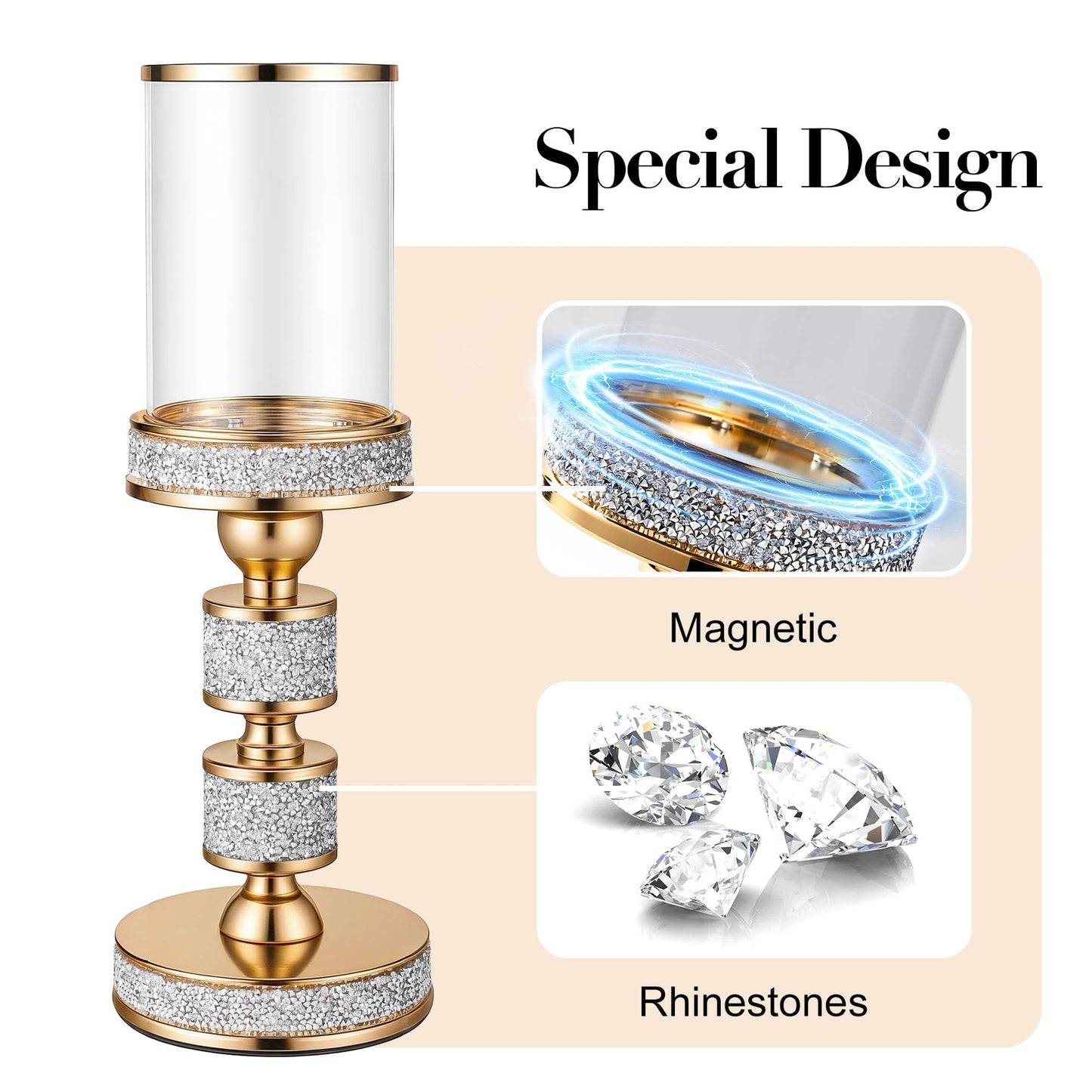 Gold Crystal Candle Stand