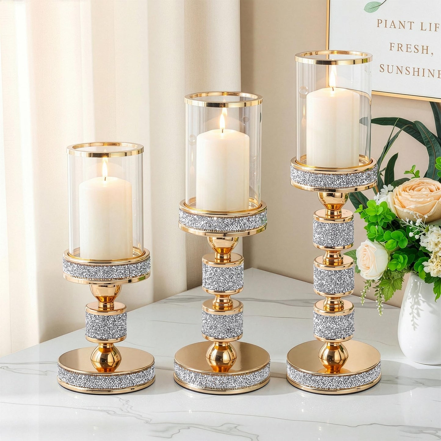 Gold Crystal Candle Stand