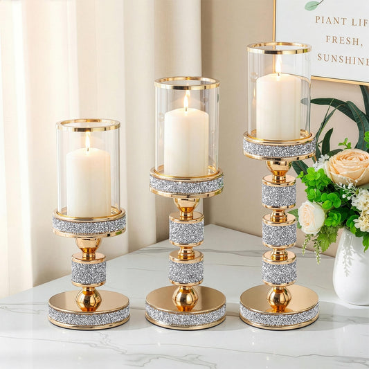 Gold Crystal Candle Stand