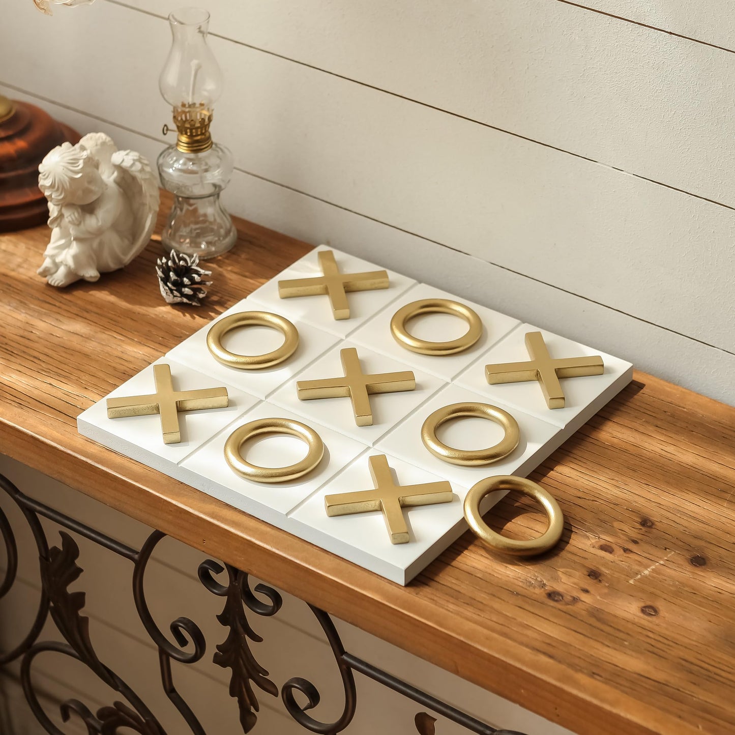 Black & Gold 12x12 Inch Tic Tac Toe Wood Game Board