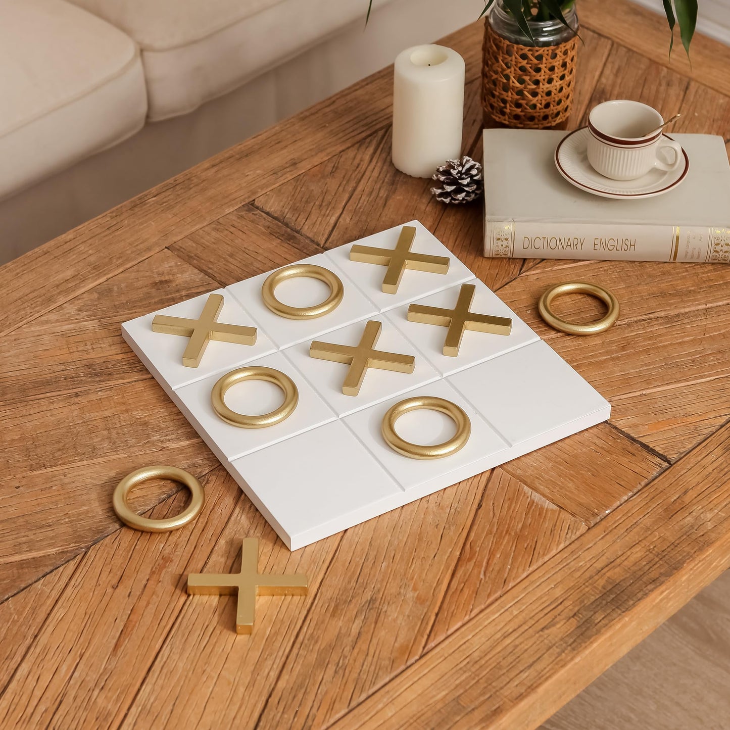 Black & Gold 12x12 Inch Tic Tac Toe Wood Game Board